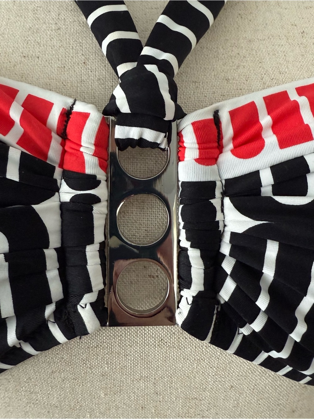 Trina Turk Mod Maze Black White Red Geometric Bikini Bandeau Belted Retro 10 NWT - Picture 5 of 10